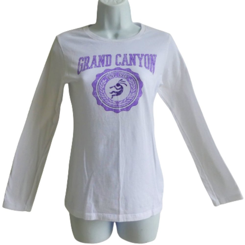 Grand Canyon White Tee T-Shirt Long Sleeve Purple Kokopelli Graphic Alstyle S